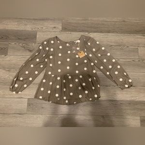 Small Blu Pepper olive Button Blouse